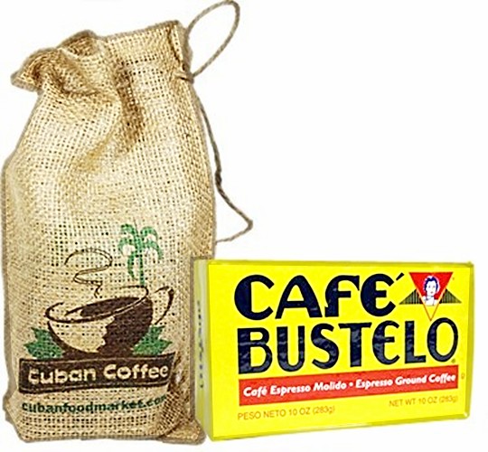 Bustelo Cuban Coffee Vacuum Pack 10 oz in decorated burlap bag